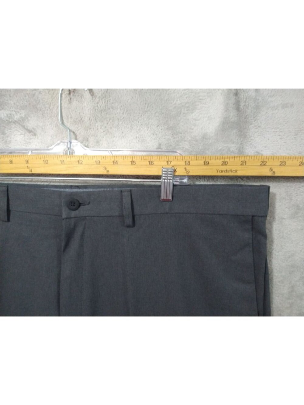 Haggar Dress Pants Mens 44x29 Gray Cool Right Performance Flex Classic Fit Flat - Picture 3 of 10